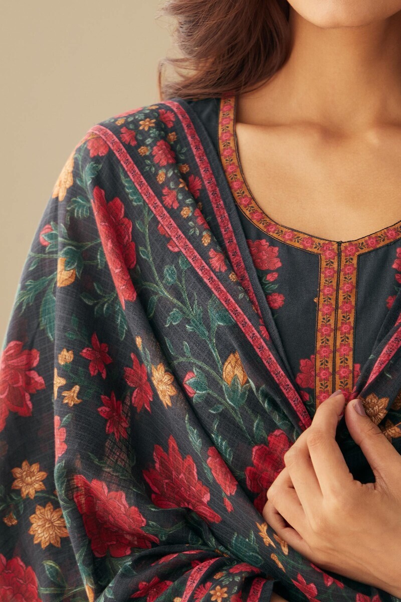 Black Printed Kota Dupatta