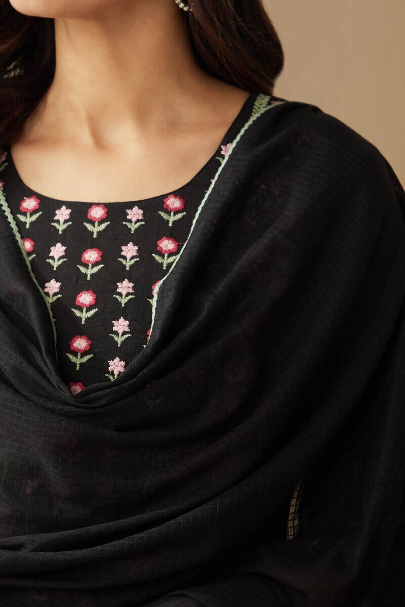 Black Handcrafted Kota Dupatta