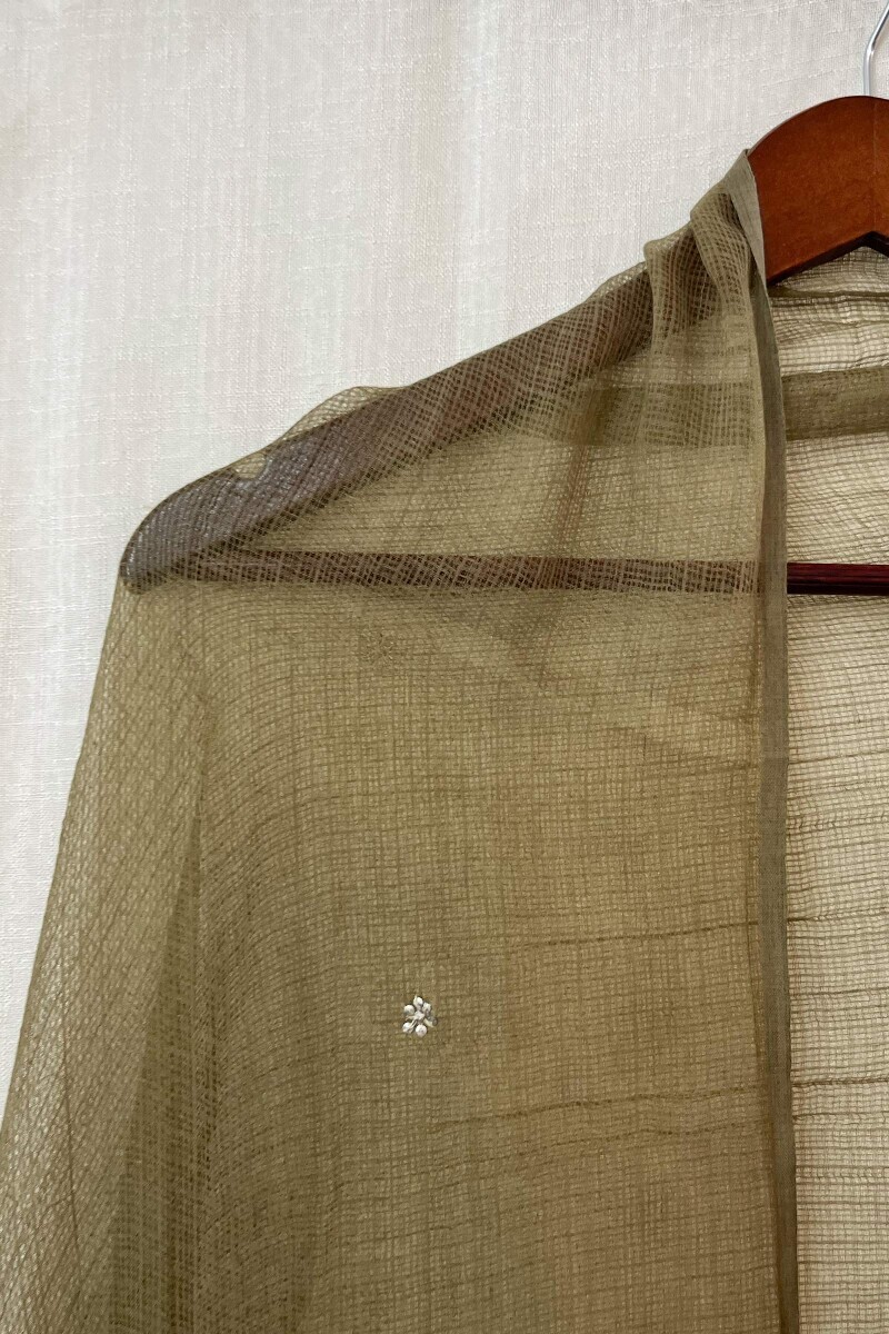 Olive Green Handcrafted Kota Dupatta
