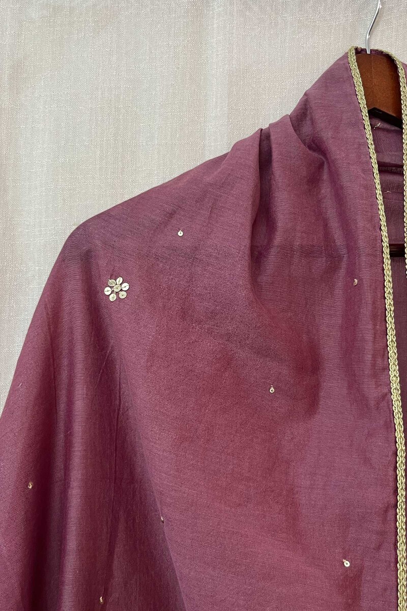 Purple Handcrafted Chanderi Dupatta