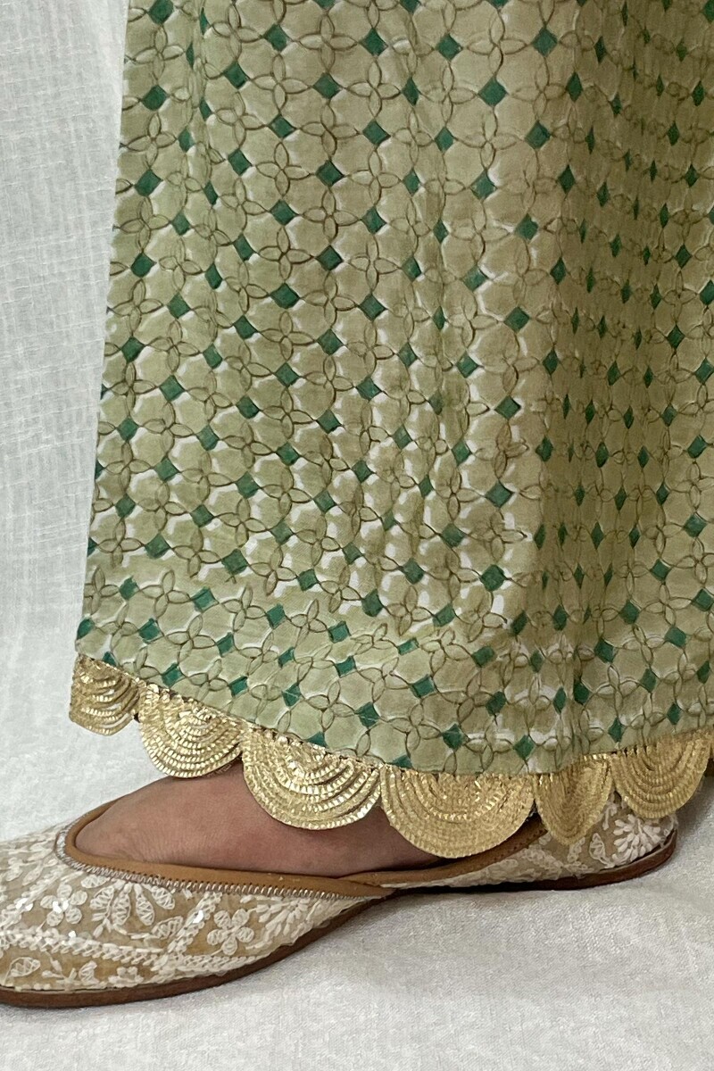 Light Green Handcrafted Modal Farsi