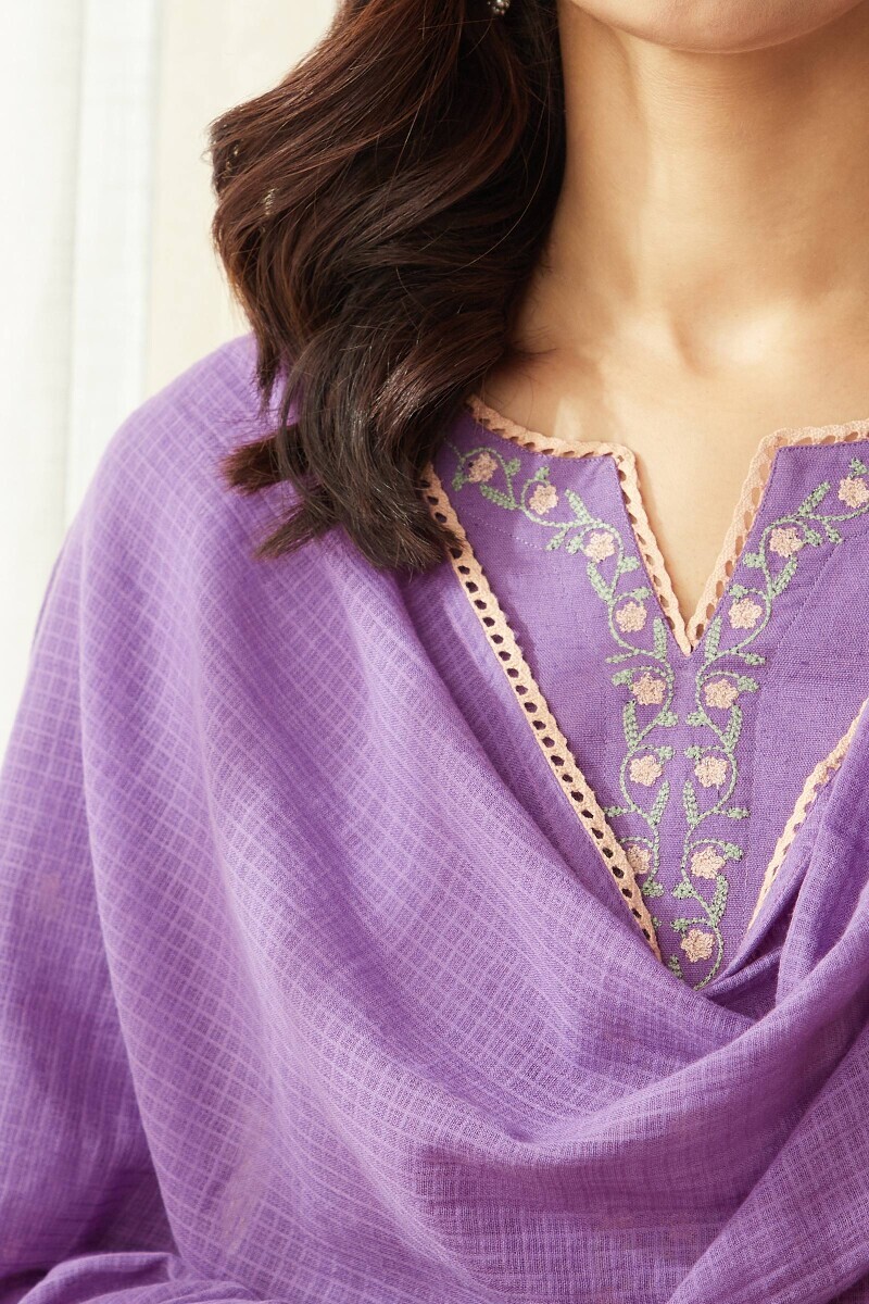 Lavender Handcrafted Kota Dupatta