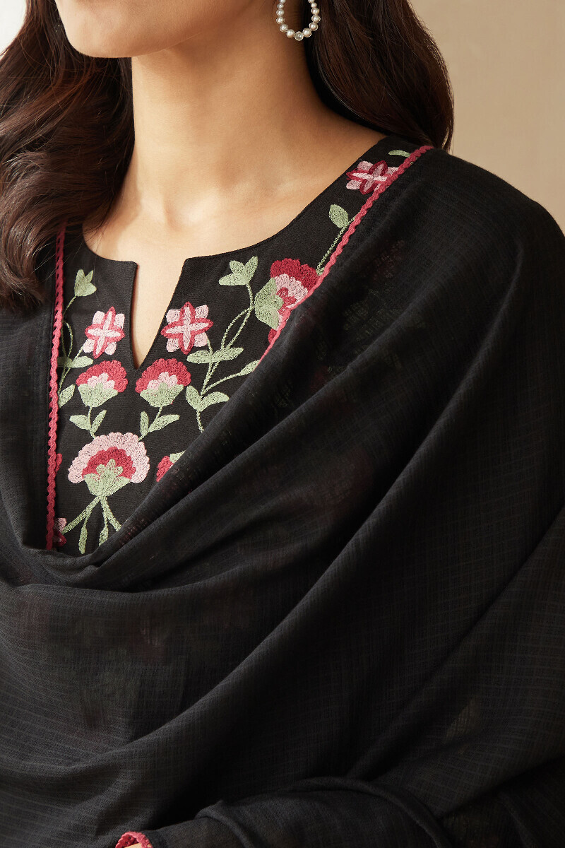 Black Handcrafted Kota Dupatta