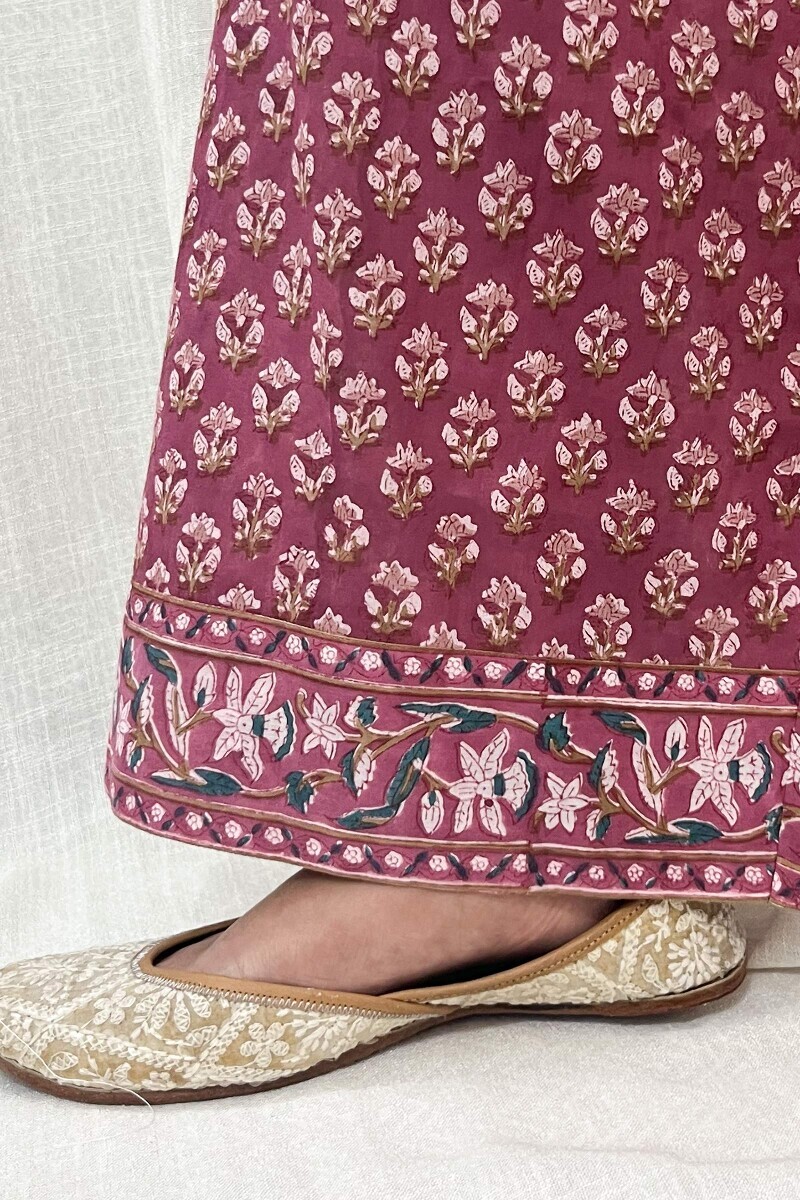 Purple Hand Block-Printed Cotton Farsi