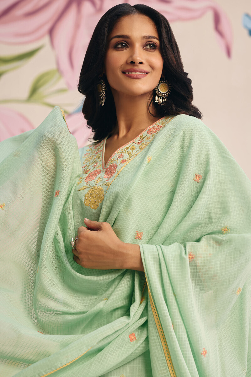 Green Handcrafted Kota Dupatta