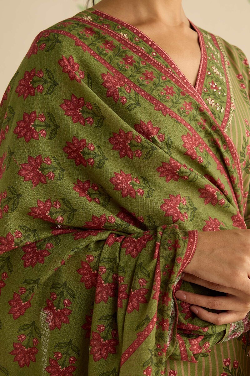 Green Printed Kota Dupatta