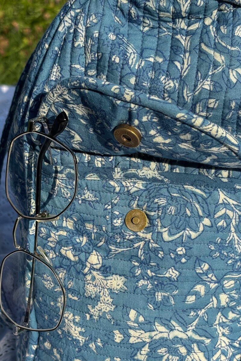 Indigo Hand Block Printed Cotton Holdall Bag