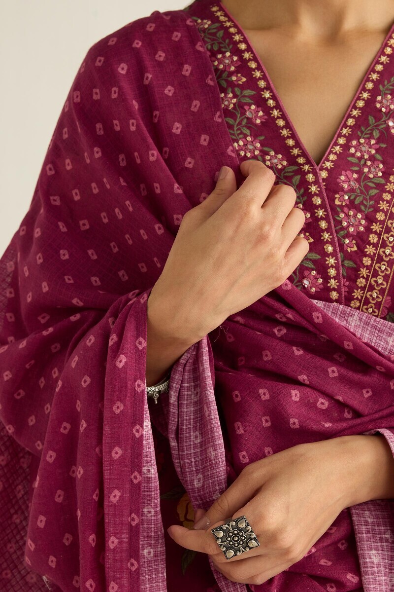 Pink Printed Kota Dupatta