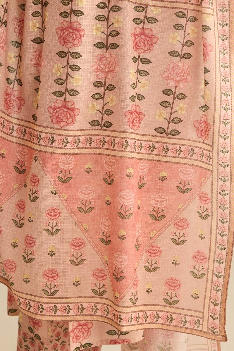 Peach Printed Kota Dupatta