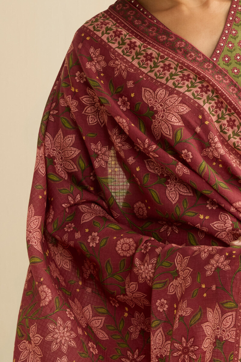 Pink Printed Kota Dupatta