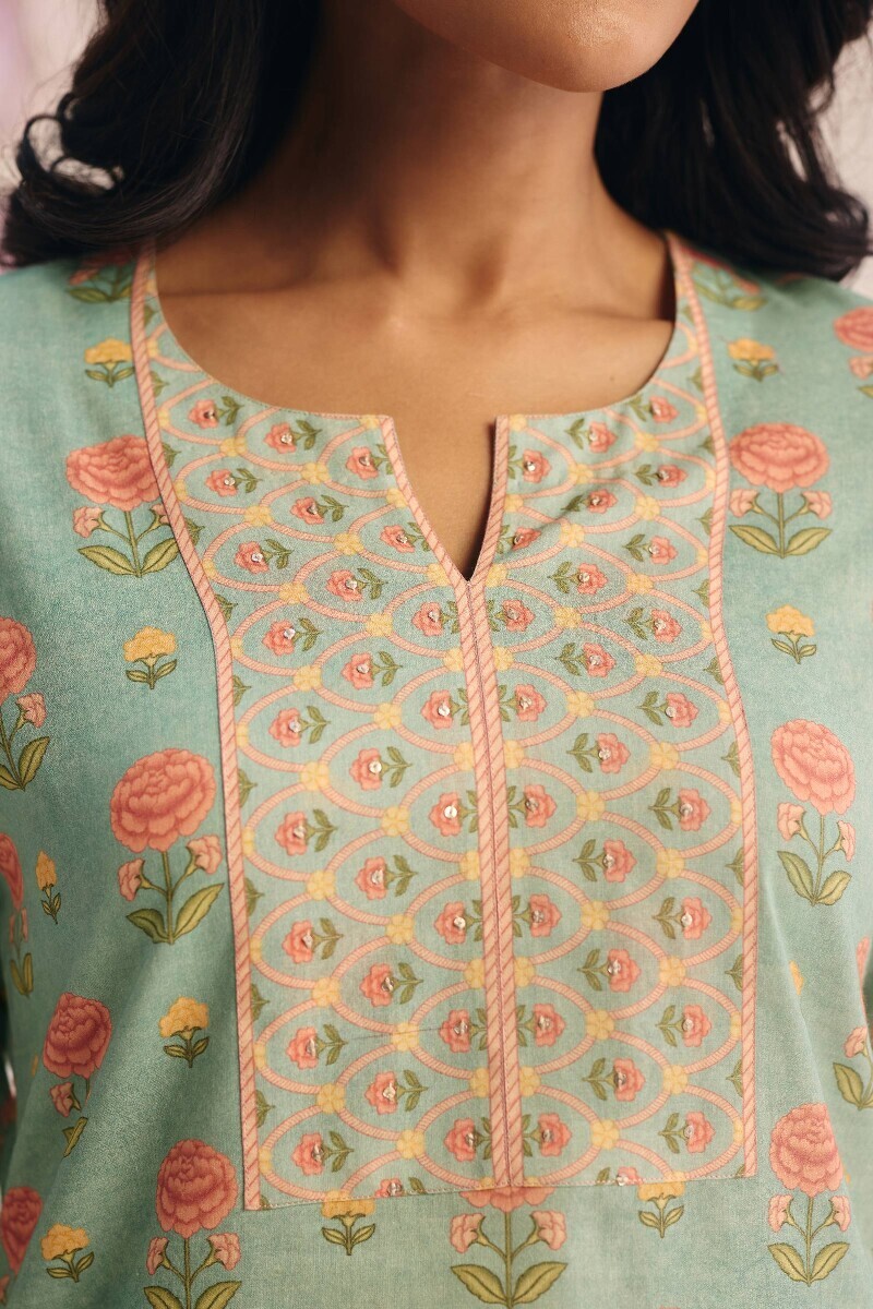 Blue Printed Cotton Top