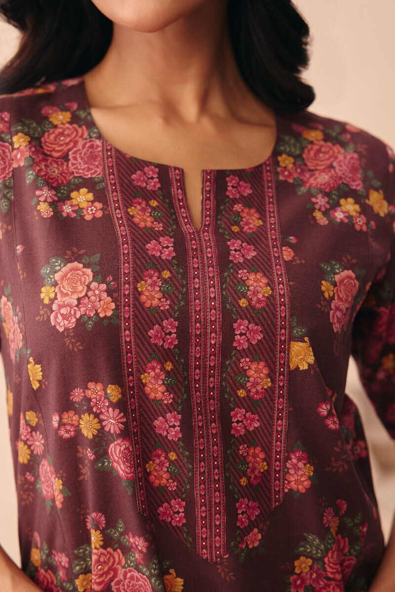 Brown Printed Cotton Kaftan