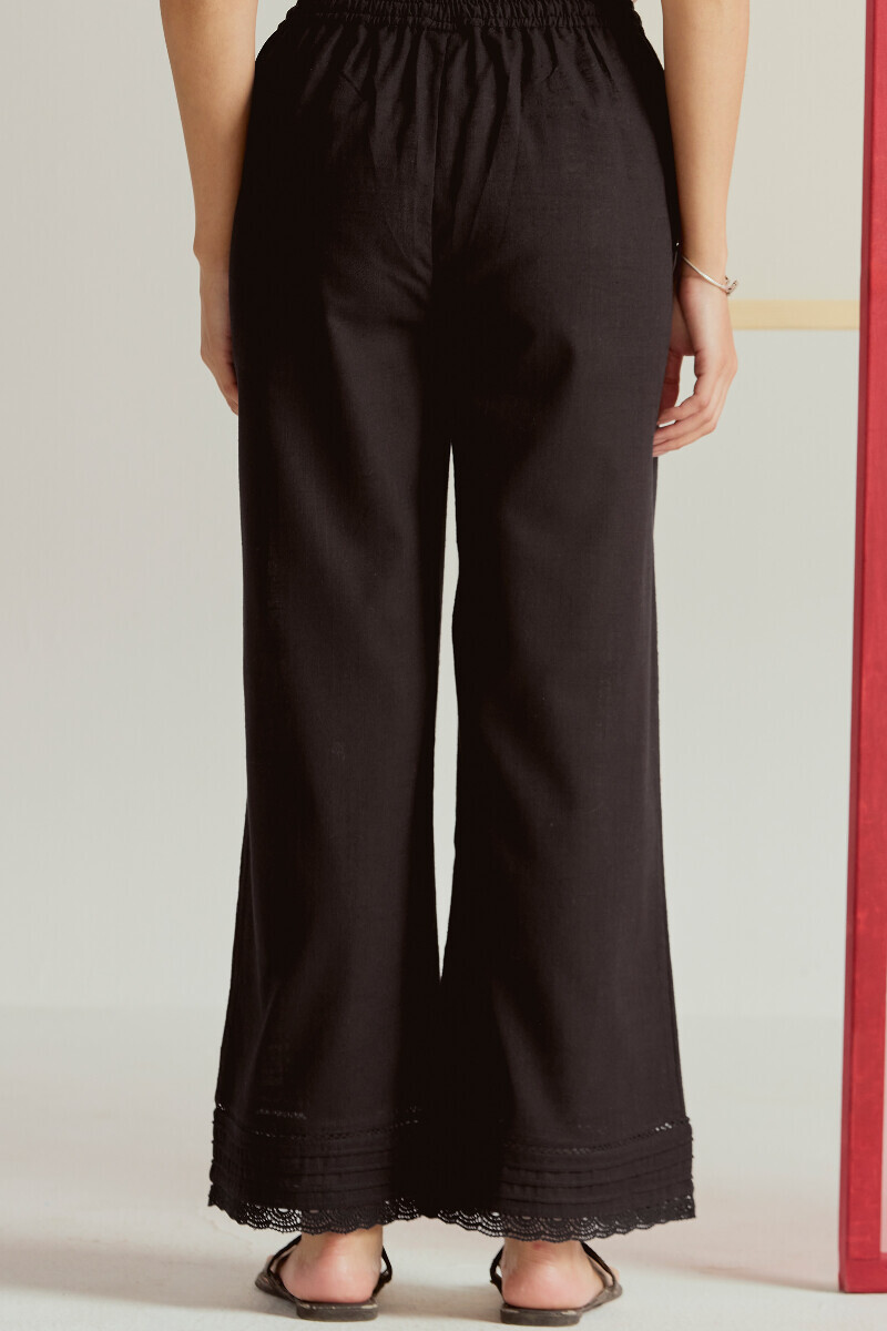 Black Handcrafted Gauze Slub Farsi