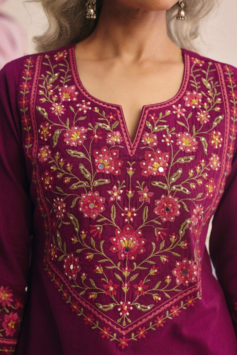 Pink Handcrafted Straight Gauze Slub Kurta