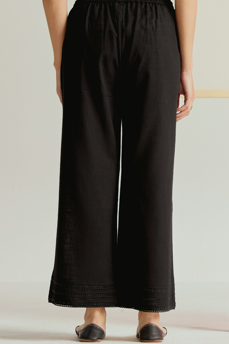 Black Handcrafted Gauze Slub Farsi