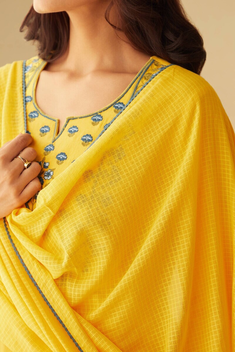 Yellow Handcrafted Kota Dupatta