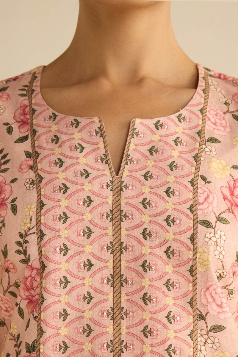 Peach Printed Cotton Top