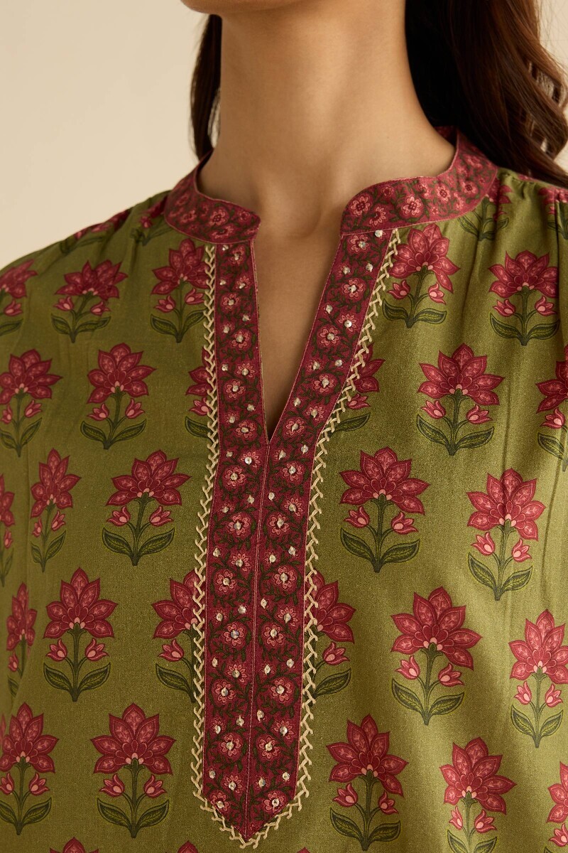 Green Printed Cotton Top