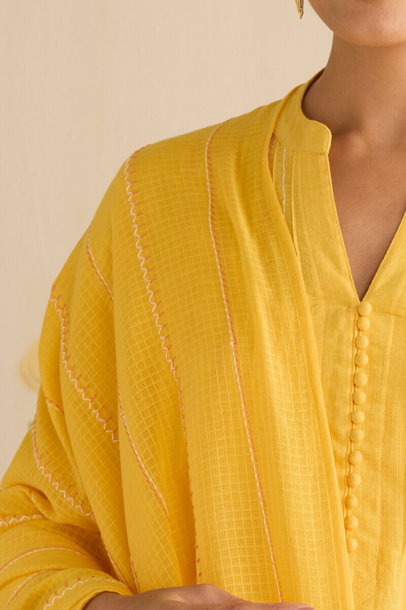 Yellow Handcrafted Kota Dupatta