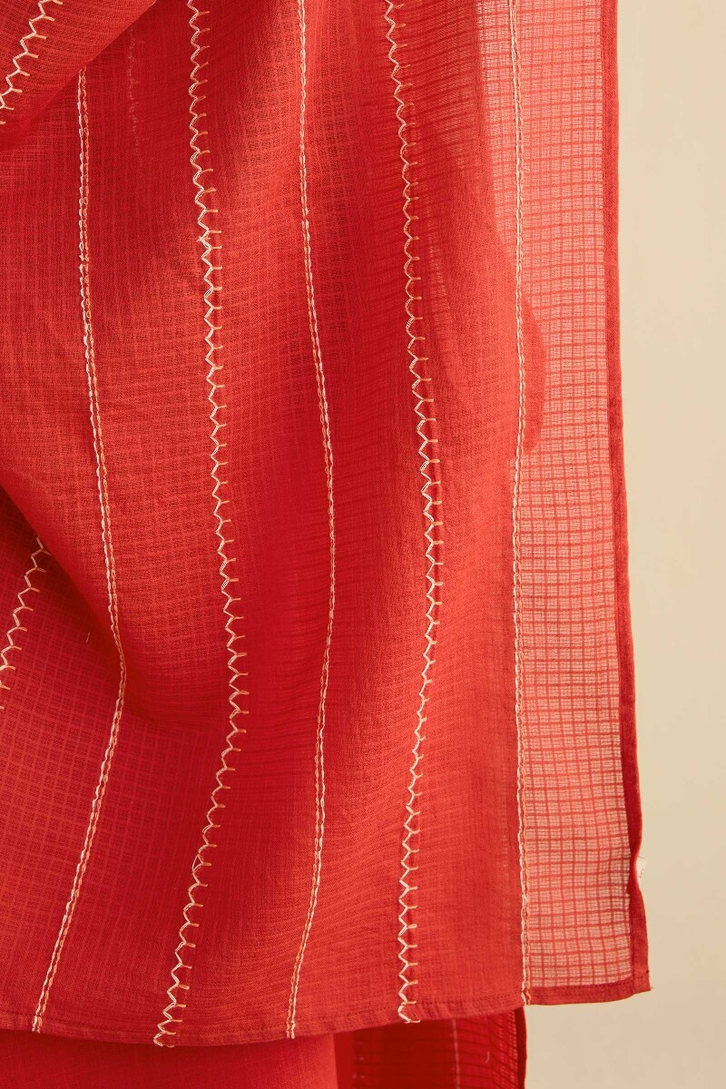 Red Handcrafted Kota Dupatta