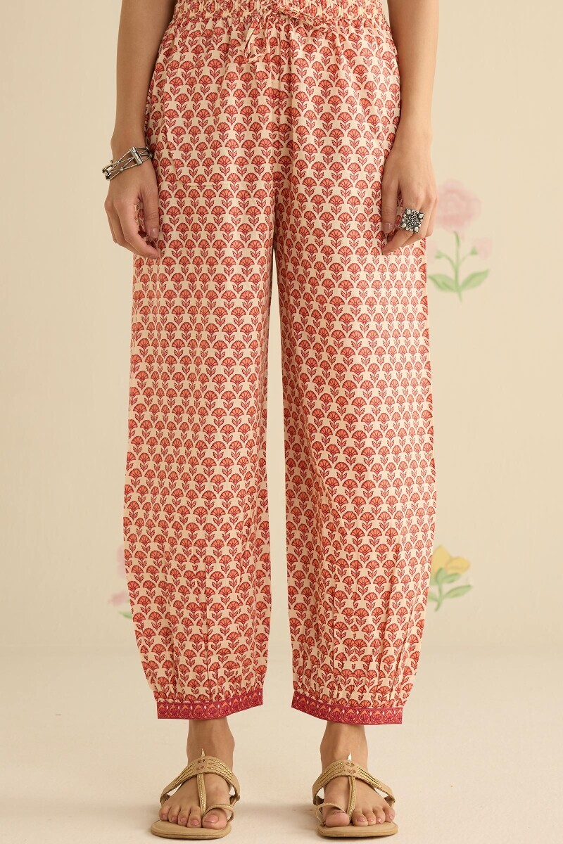 Cream Handcrafted Cotton Izhaar Pants
