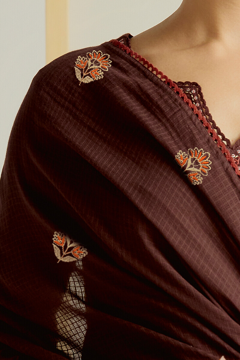 Brown Handcrafted Kota Dupatta