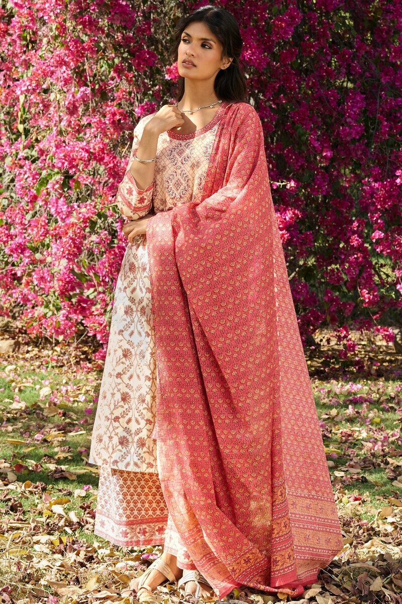 Pink Hand Printed Cotton Farsi