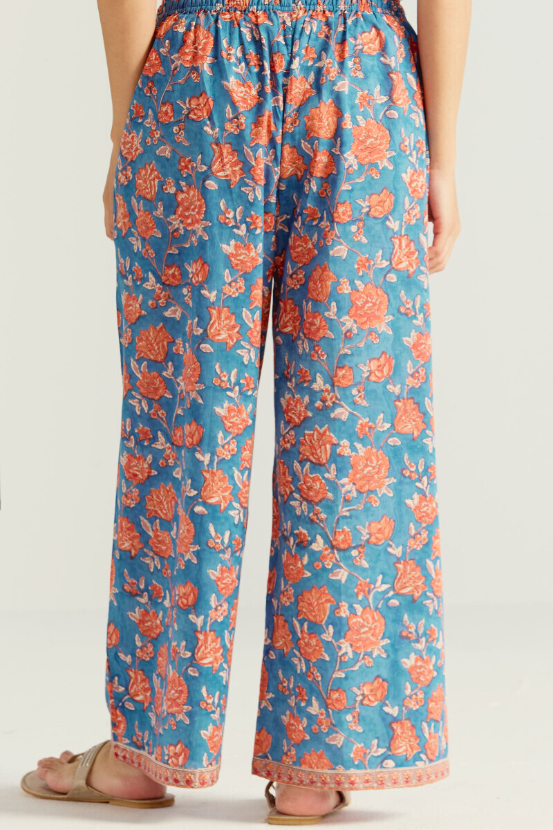 Blue Hand Block-Printed Cotton Farsi