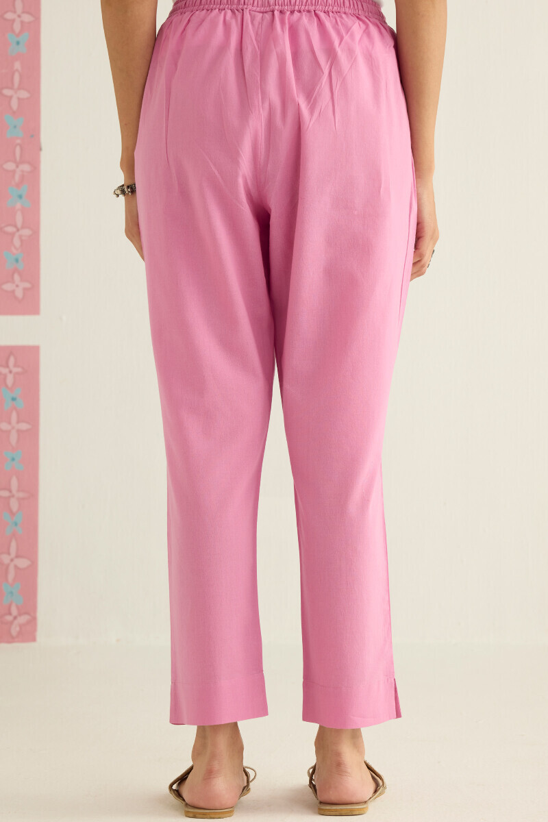 Purple Handcrafted Cotton Narrow Pants
