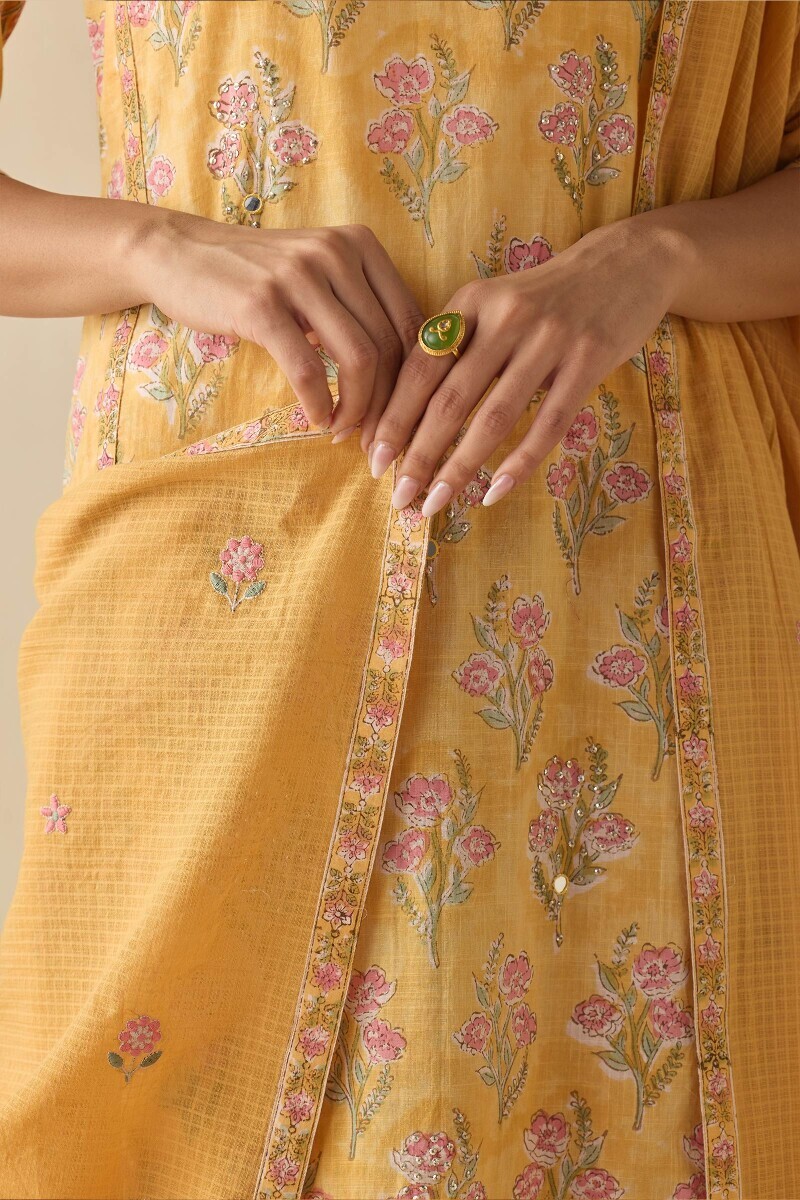 Yellow Handcrafted Kota Dupatta