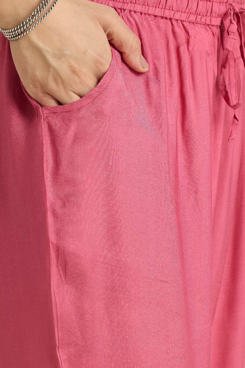 Pink Handcrafted Modal Narrow Pants