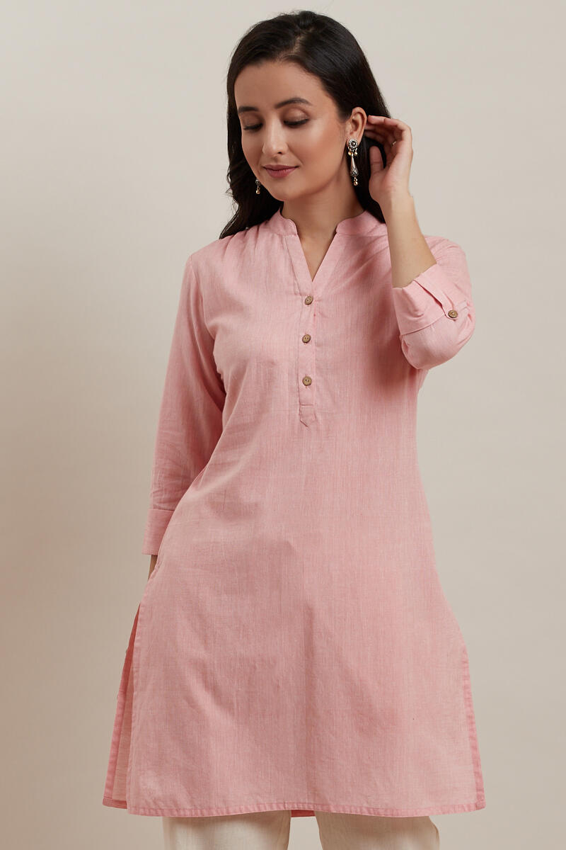 Pink Handcrafted Cotton Kurta