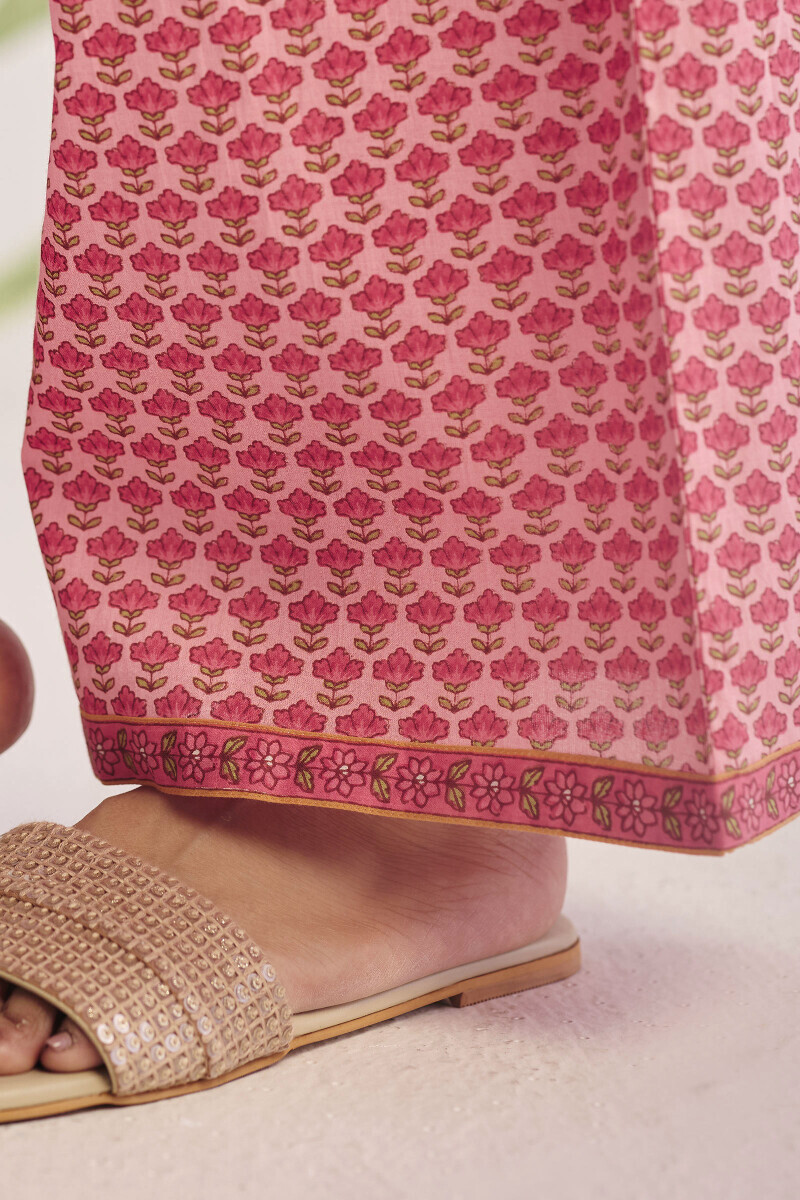 Pink Hand Printed Cotton Farsi