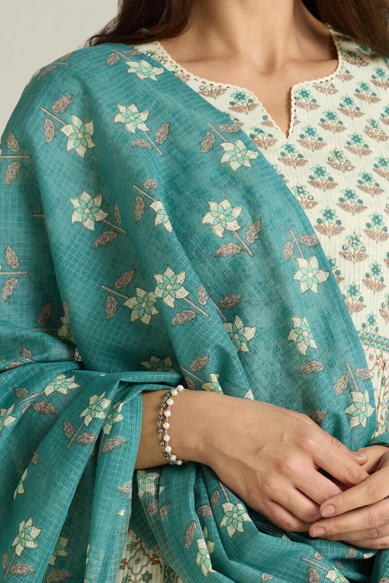 Blue Hand Printed Kota Dupatta