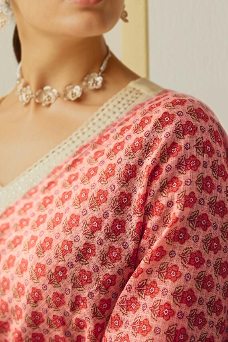 Pink Hand Printed Kota Dupatta