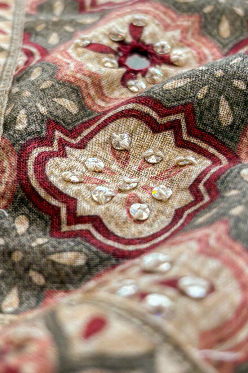 Beige Printed Straight Cotton Kurta