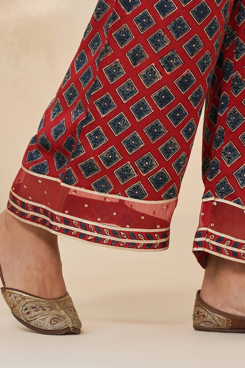 Ajrakh Hand Block-Printed Modal Farsi