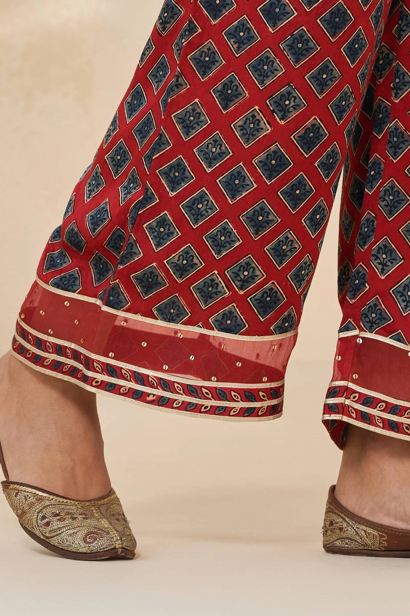 Ajrakh Hand Block-Printed Modal Farsi