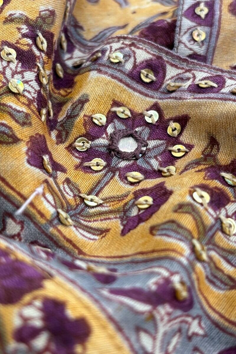 Yellow Hand Block-Printed Straight Chanderi Kurta
