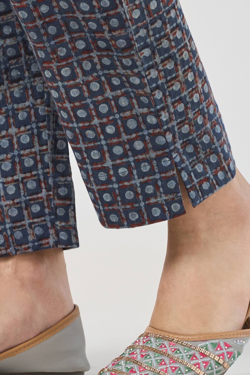 Akola Hand Block-Printed Cotton Dobby Narrow Pants
