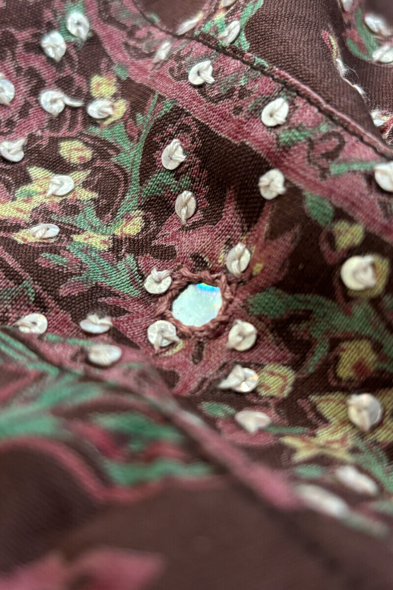 Brown Hand Block-Printed Straight Chanderi Kurta