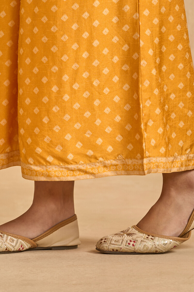 Yellow Printed Dola Silk Palazzo