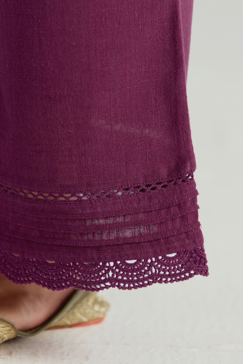 Purple Handcrafted Gauze Slub Farsi