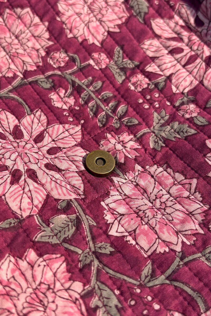 Purple Hand Block-Printed Cotton Crossbody Bag