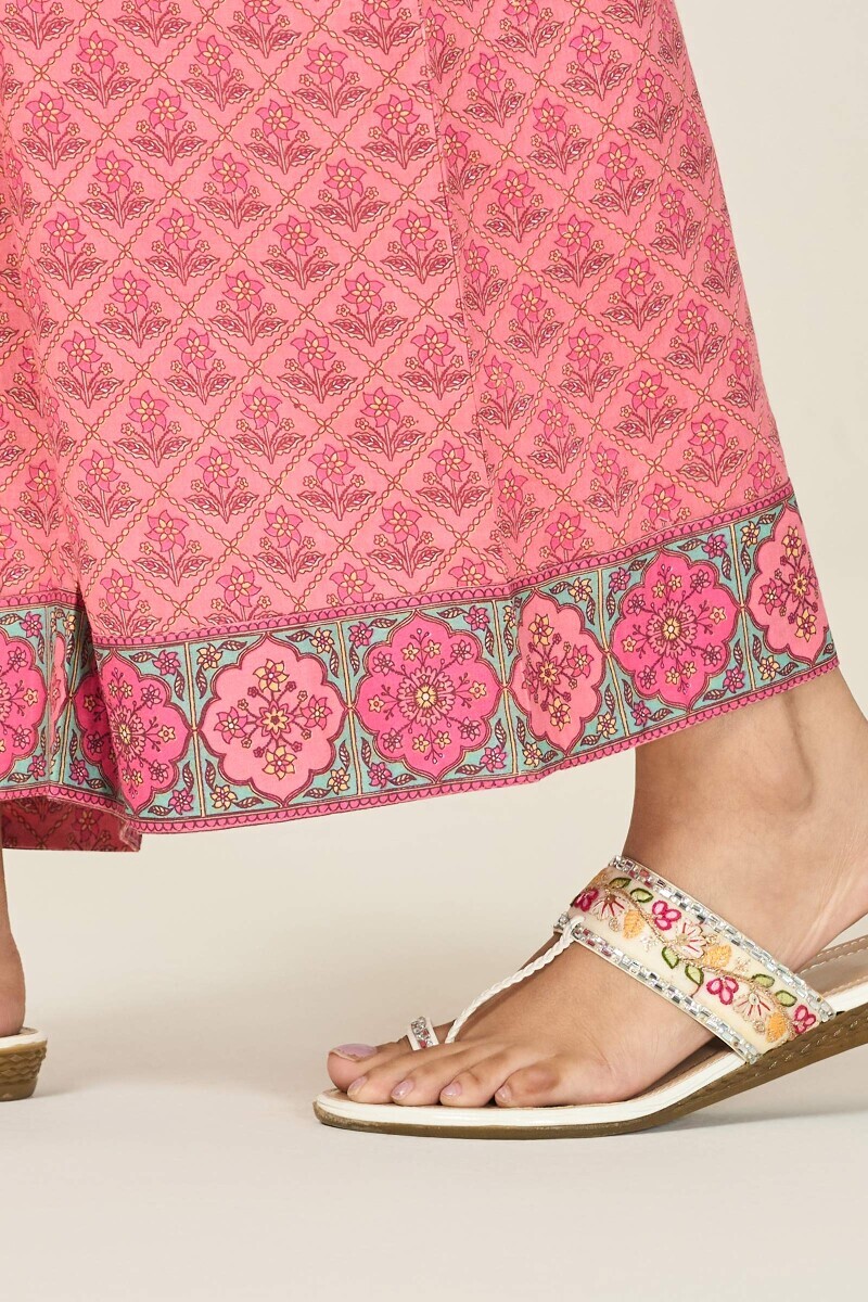 Pink Hand Printed Cotton Farsi