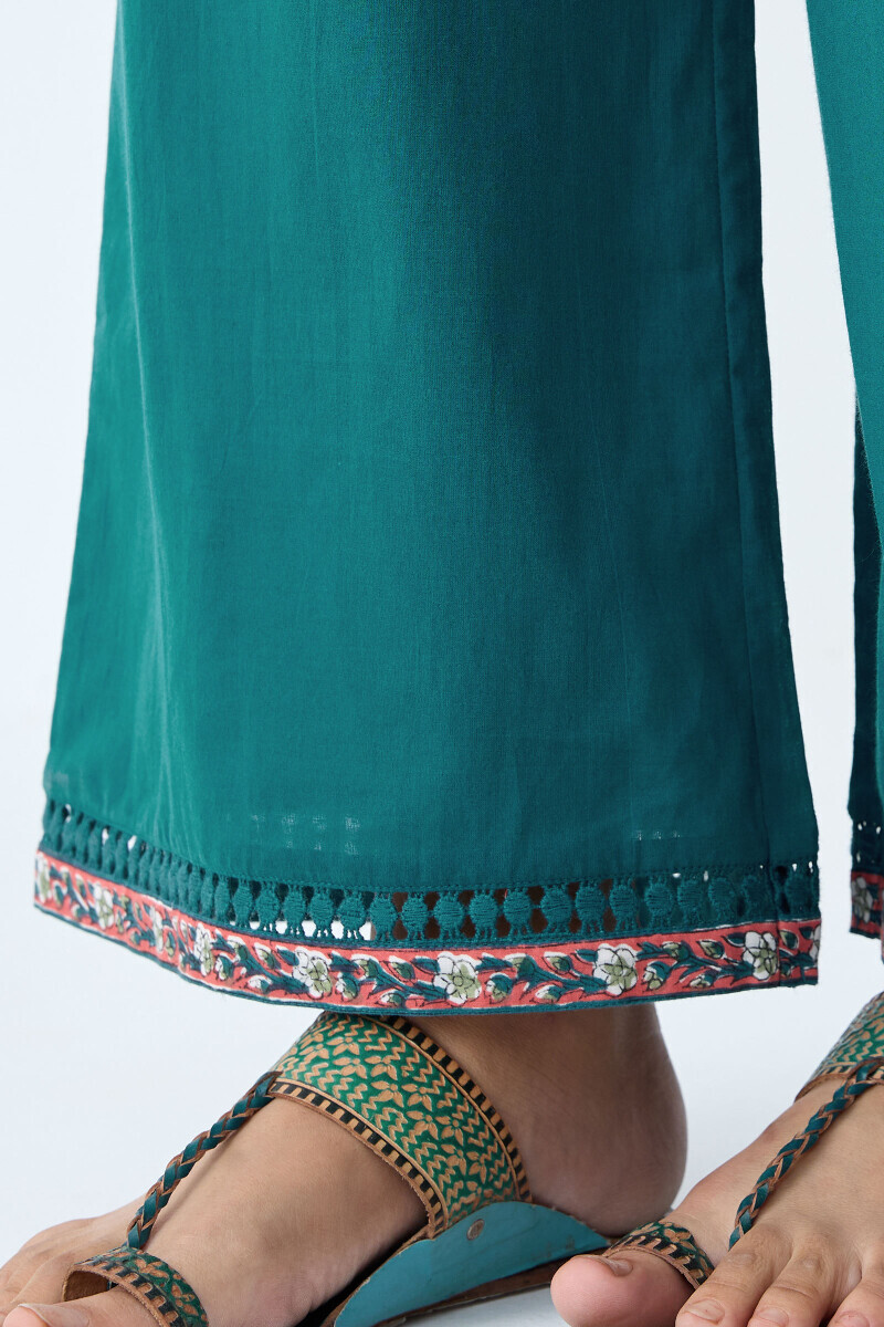 Green Handcrafted Cotton Farsi Pants