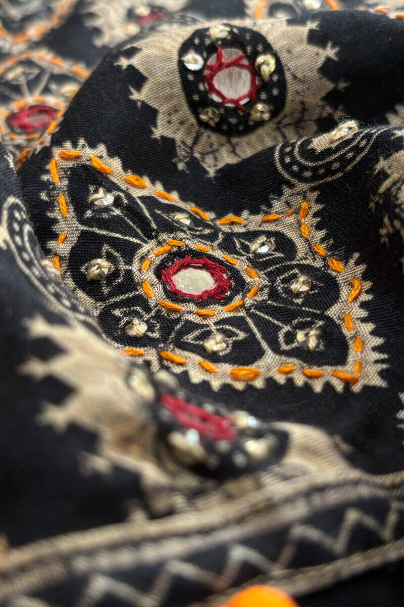 Black Printed Straight Viscose Kurta