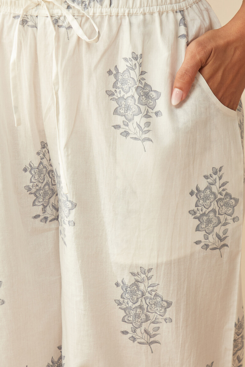 White Hand Block-Printed Cotton Farsi