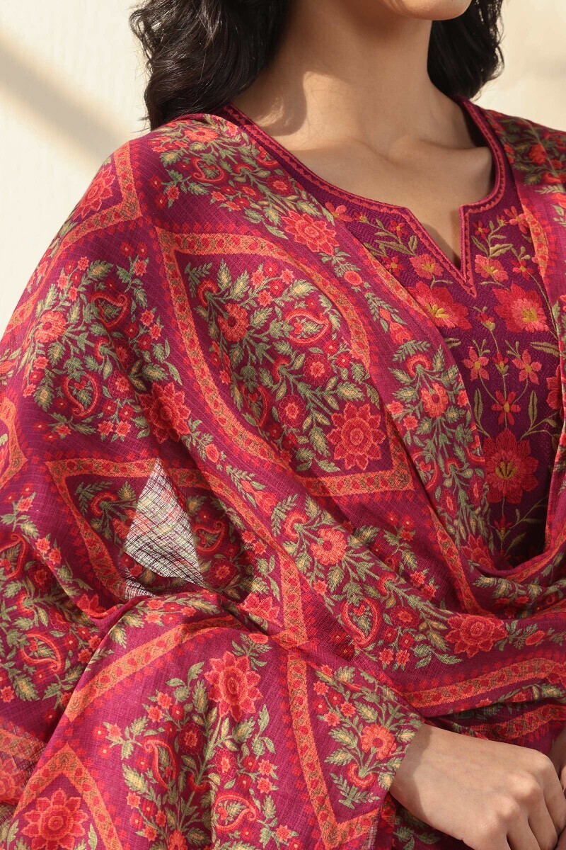 Purple Printed Kota Dupatta