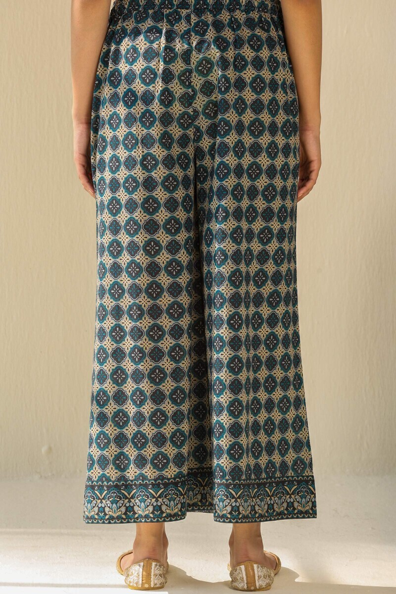 Black Printed Cotton Dobby Palazzo